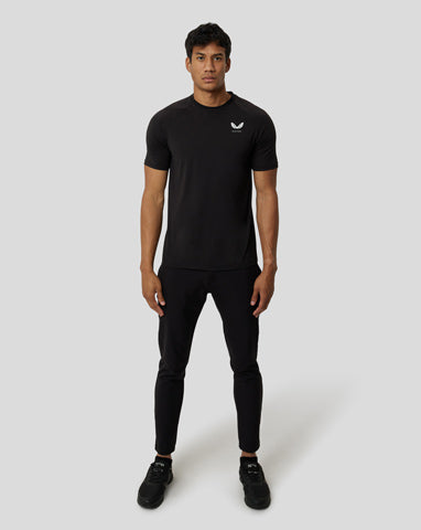 Man in black gym t shirt and joggers