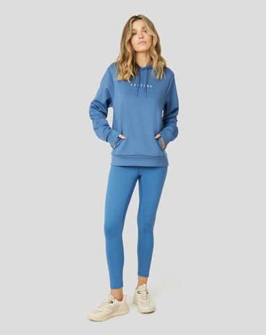 Women's blue hoodie and leggings