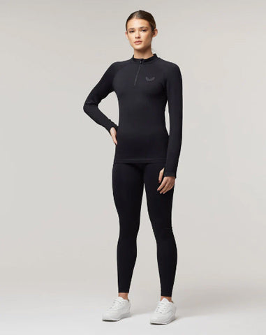 Womens black gym 1/4 zip and leggings set
