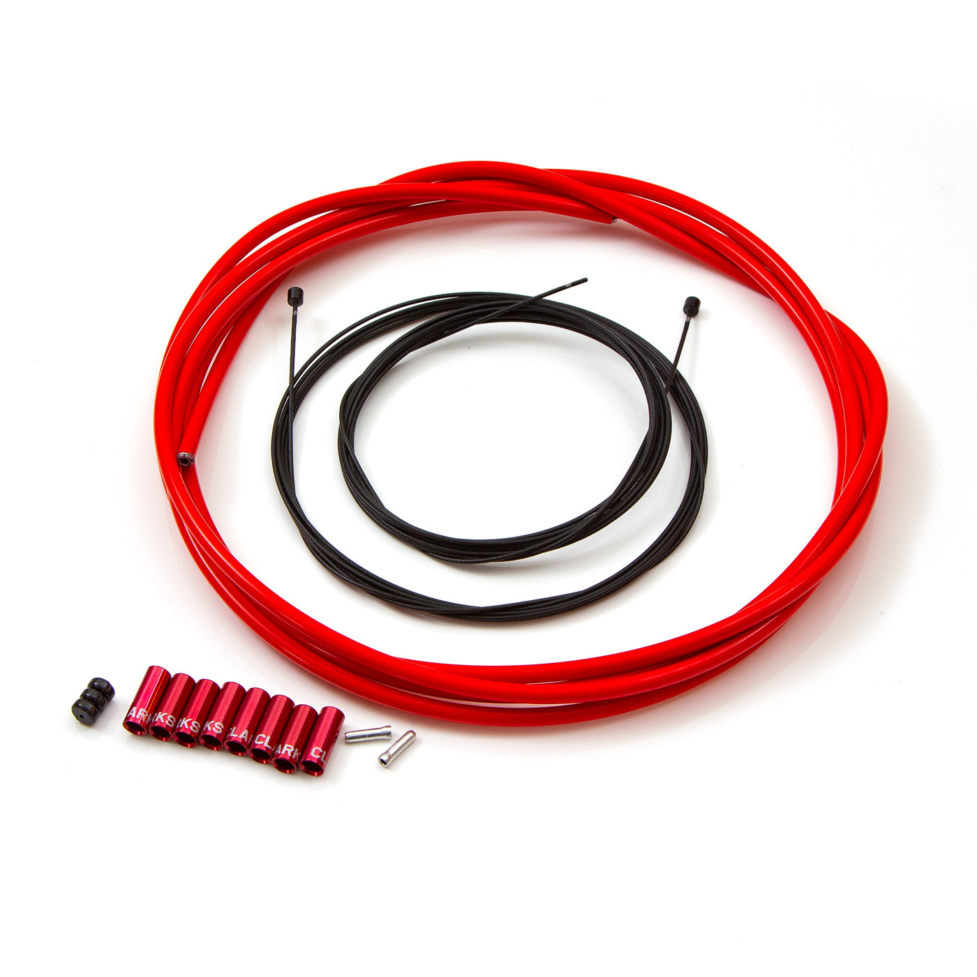 View Clarks Lightweight Alloy Housing Gear Cable Kit Red information