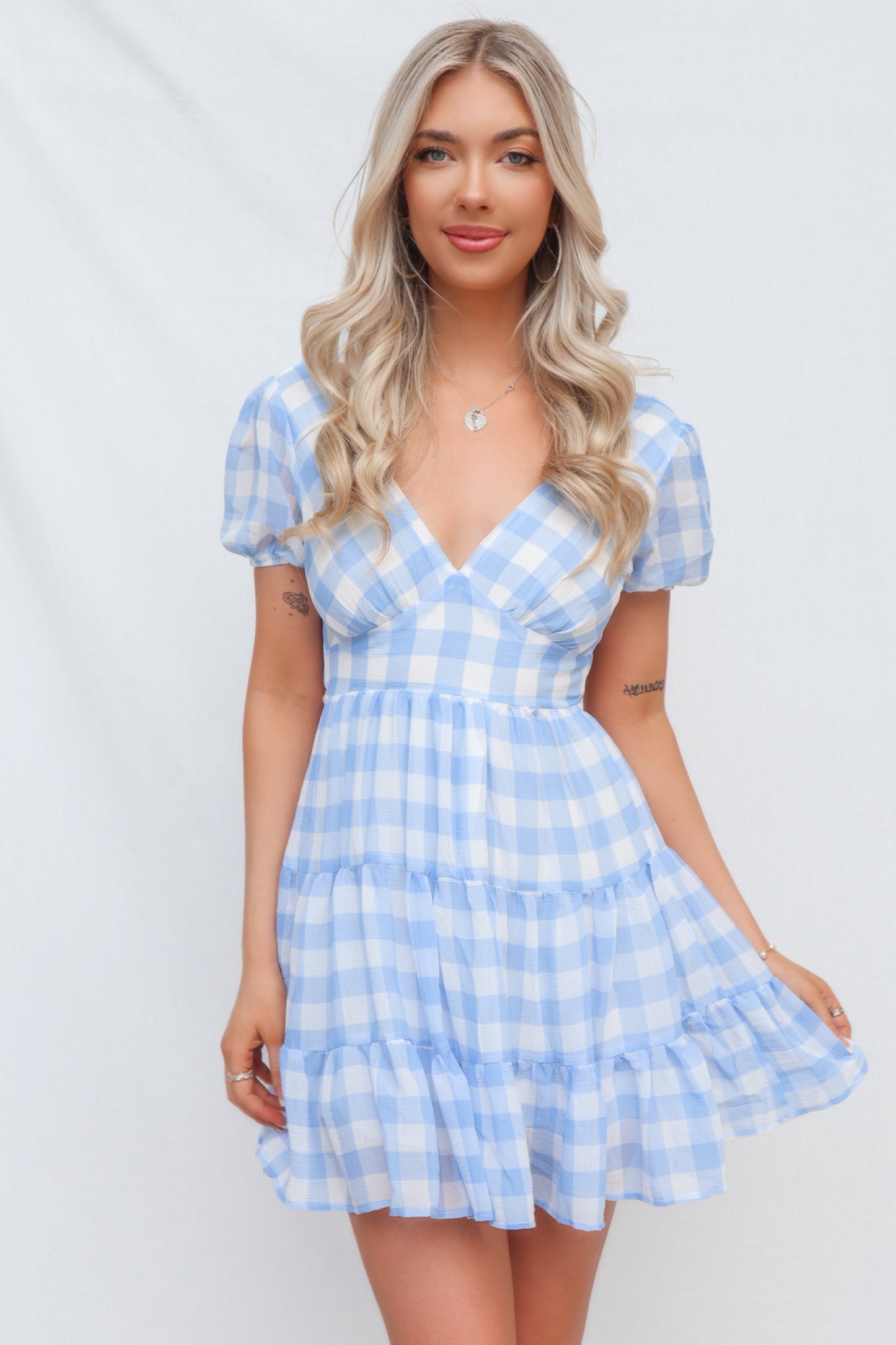 Alice Mini Dress - Blue Gingham