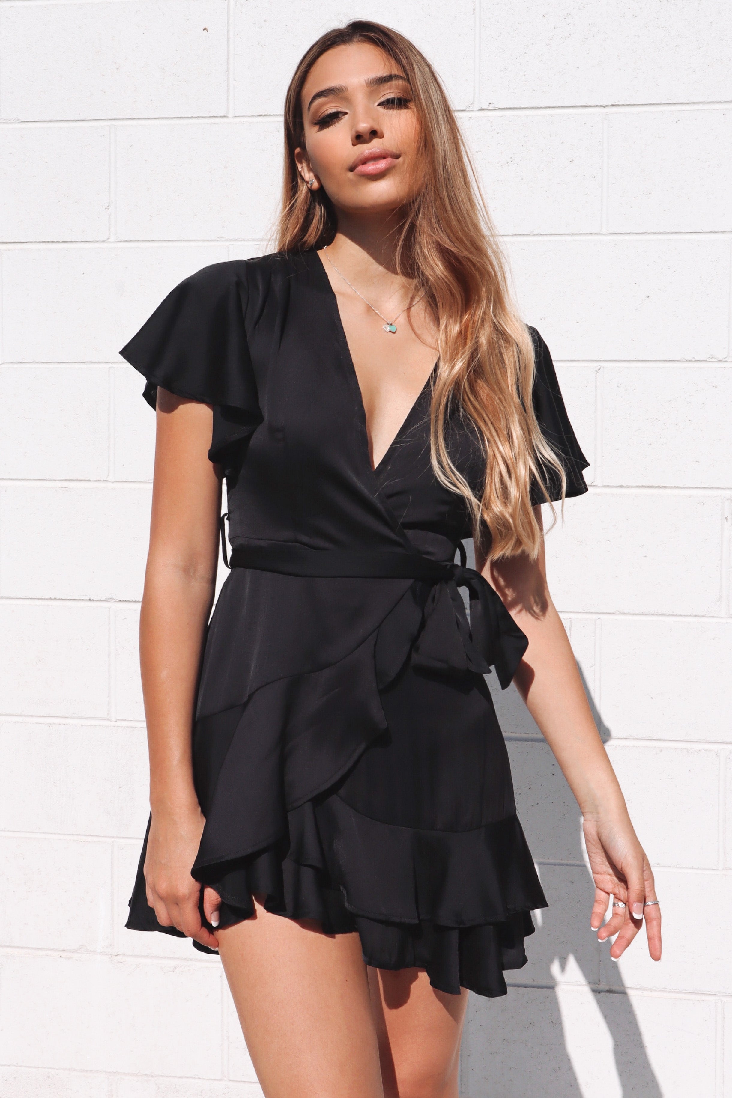 Satin Butterfly Dress - Black