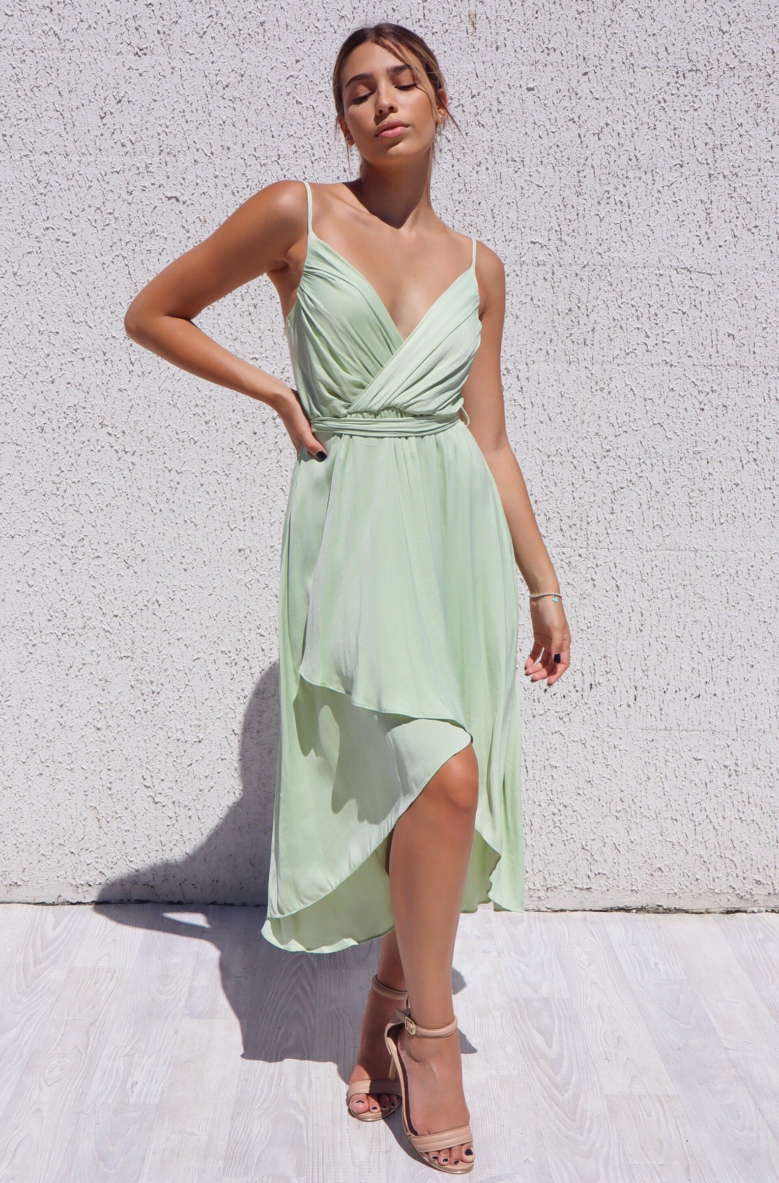 Cloud Nine Dress - Semi Formal Wedding Pistachio Green Stunning Midi ...