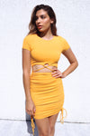Heather Ribbed Dress - Yellow