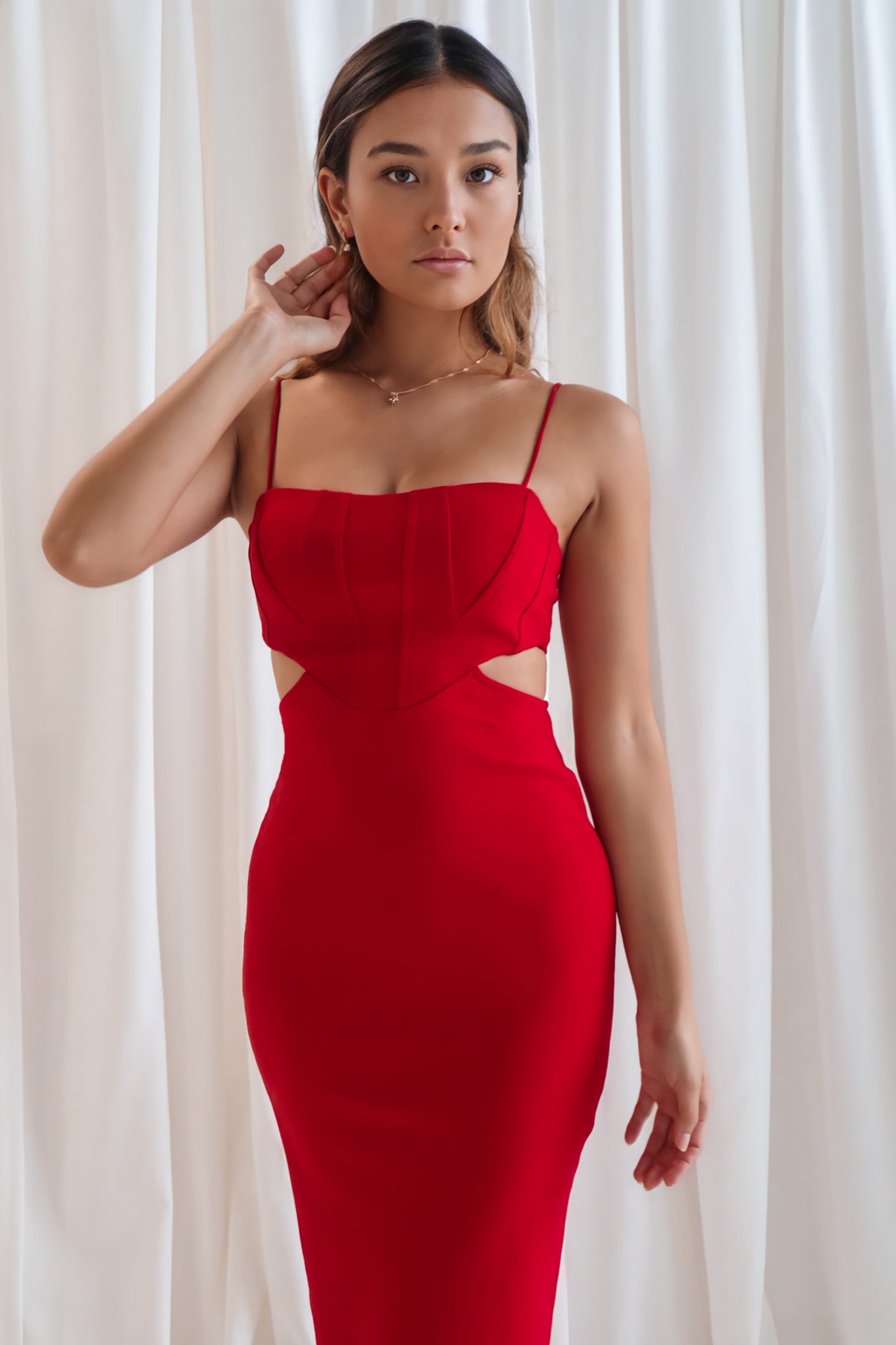 Leah Midi Dress - Red