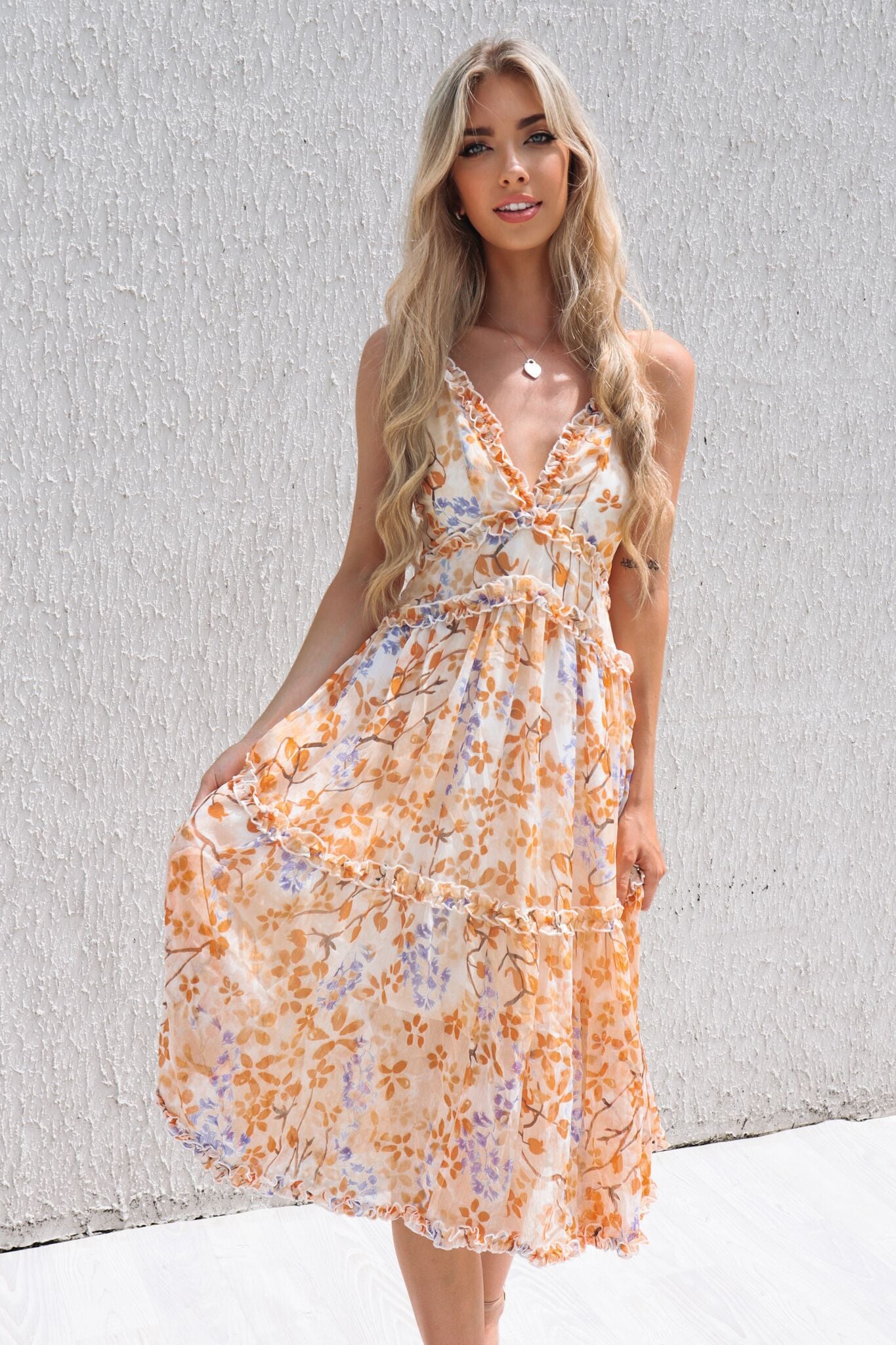 Lucianna Midi Dress - Sunrise Print