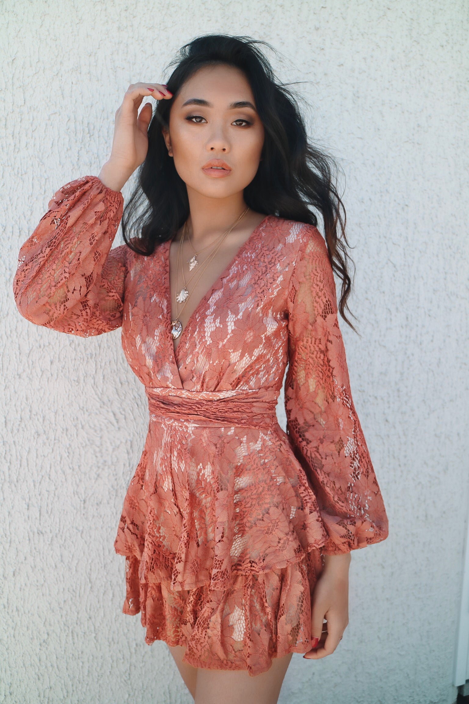 Monaco Lace Playsuit - Rust