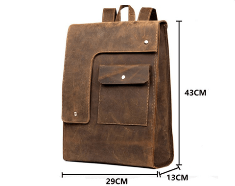 Mens leather backpack in brown