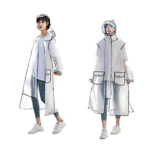 Adult Hooded Raincoat Outdoor Rainwear Transparent - VacationGrabs