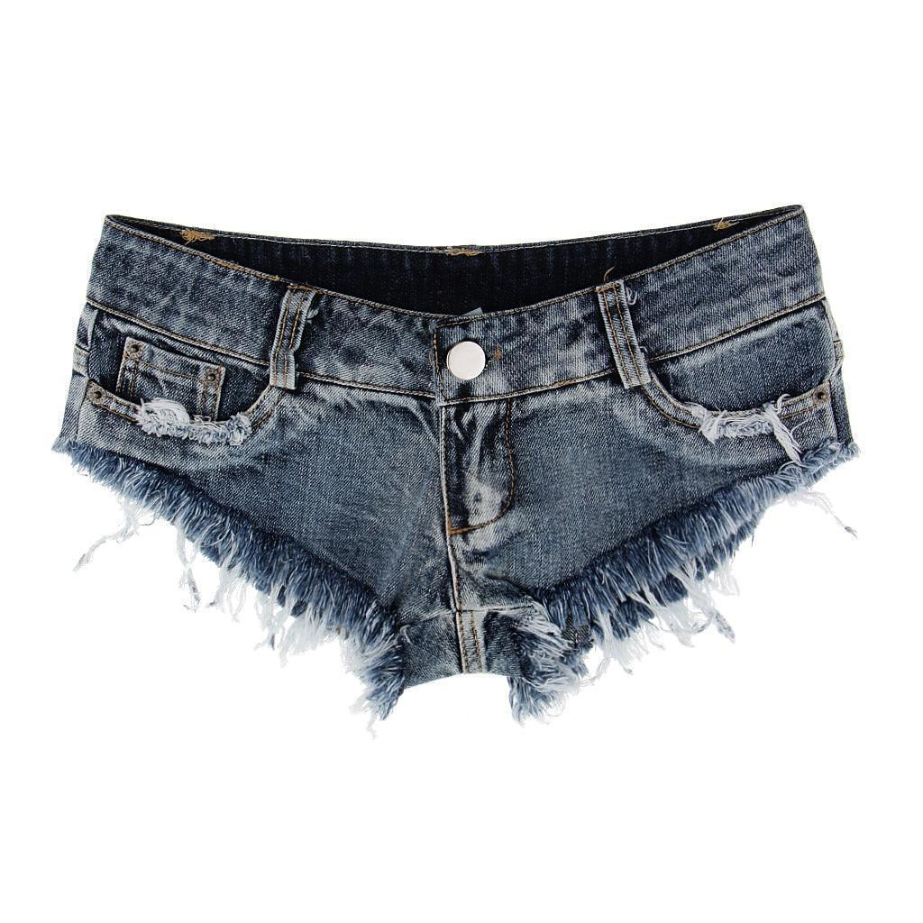 Womens Denim Jean Shorts Low Waist Sexy Tassel Hem – VacationGrabs