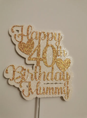 Happy 60th Birthday Mum Glitter Cake Topper for 60th Birthday 