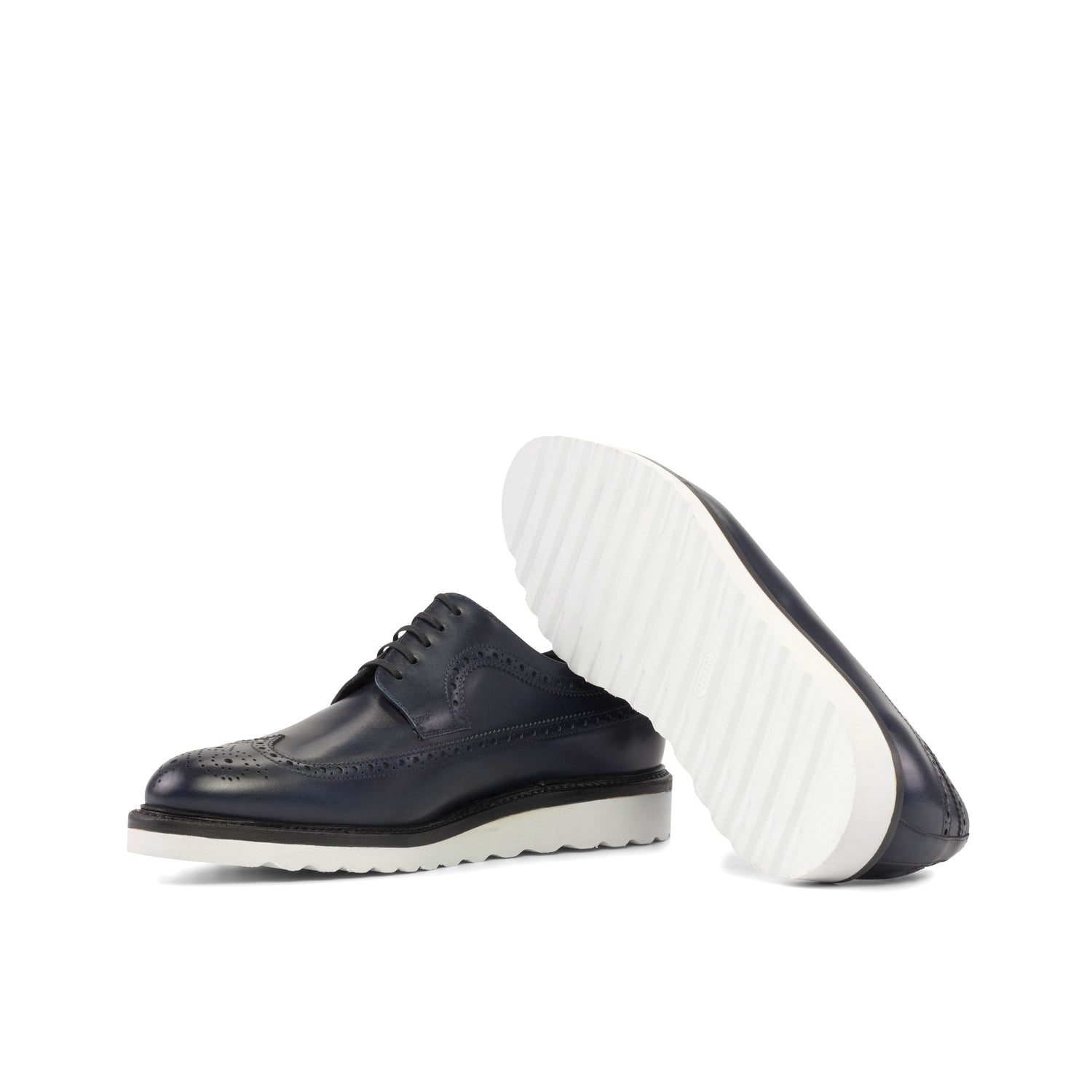 Vechter iets Omhoog gaan SUITCAFE FastLane Longwing Blucher Navy Leather White Wedge Sole Men's