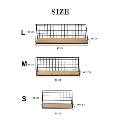 minimalistic wall shelves size