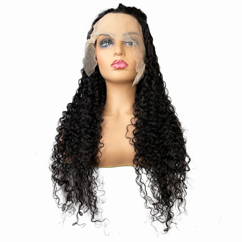 Transparent 9A Malaysian Pineapple Curl Lace Frontal Human Hair Wig