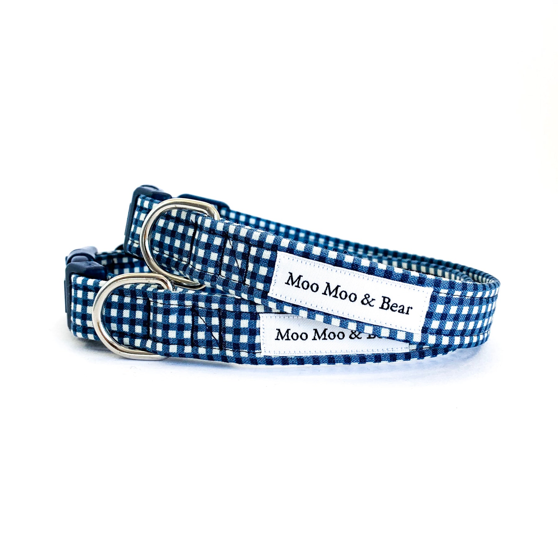 Classic navy handmade dog collar and matching lead – Moo Moo and Bear