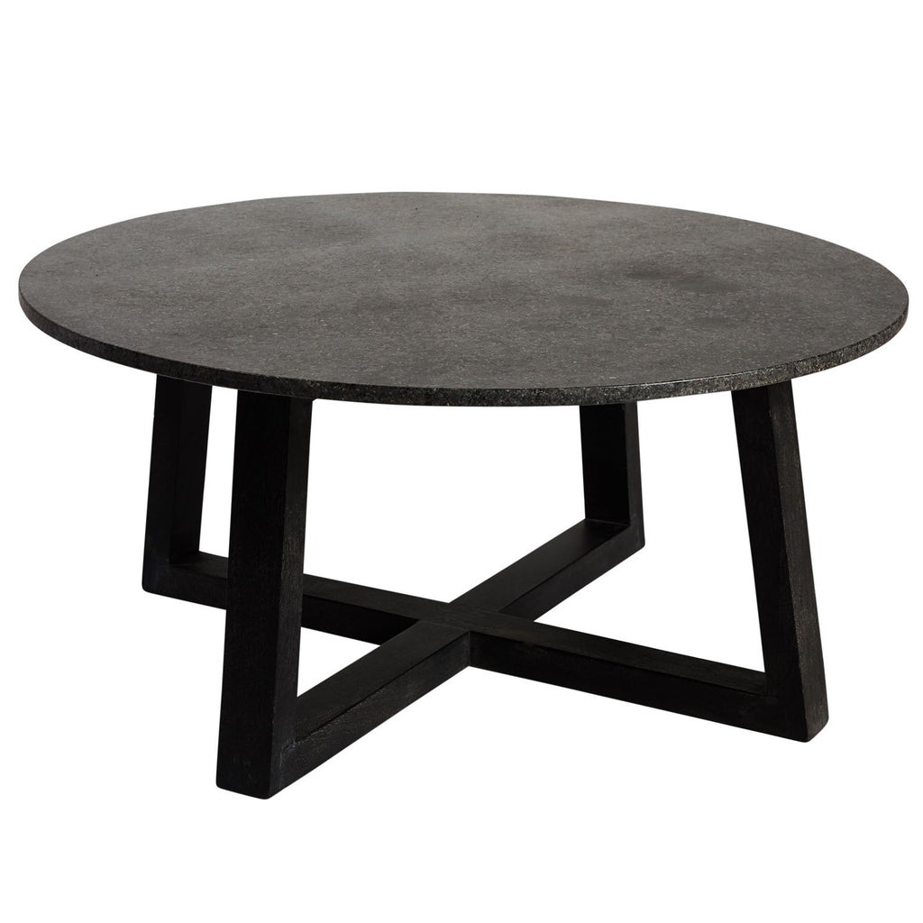 Black Granite Round Coffee Table Available At The White Place