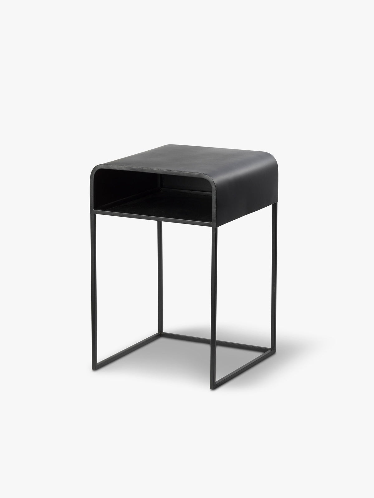 black stool bedside table