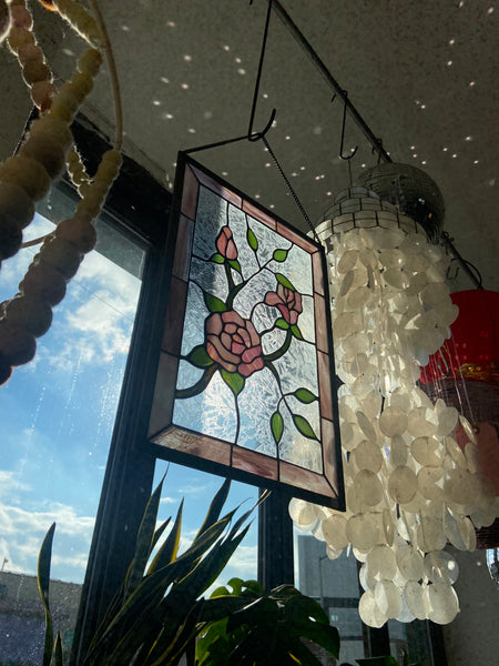 Stained Glass Window Hanging - Folk Flower Cluster – Kennedy Sue