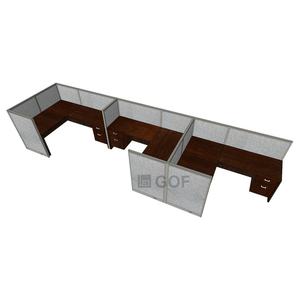 GOF 3 Person Separate Workstation Cubicle (5.5'D x 19.5'W x 4'H -W) / Office Partition, Room Divider - Kainosbuy.com