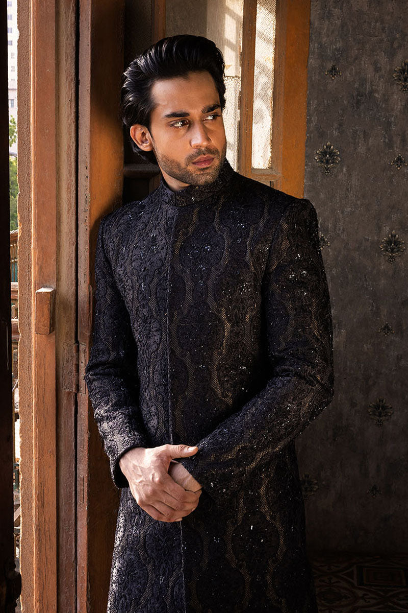 Buy Black Sherwani For Men Online – Republic by Omar Farooq