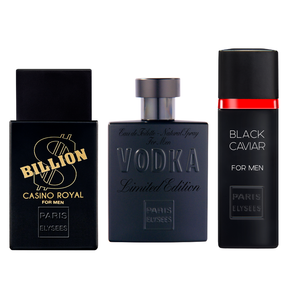 Caviar Black, Vodka Limited & Billion Dollar Casino Royal Pack of 3 EDT For Men 100 ML Each