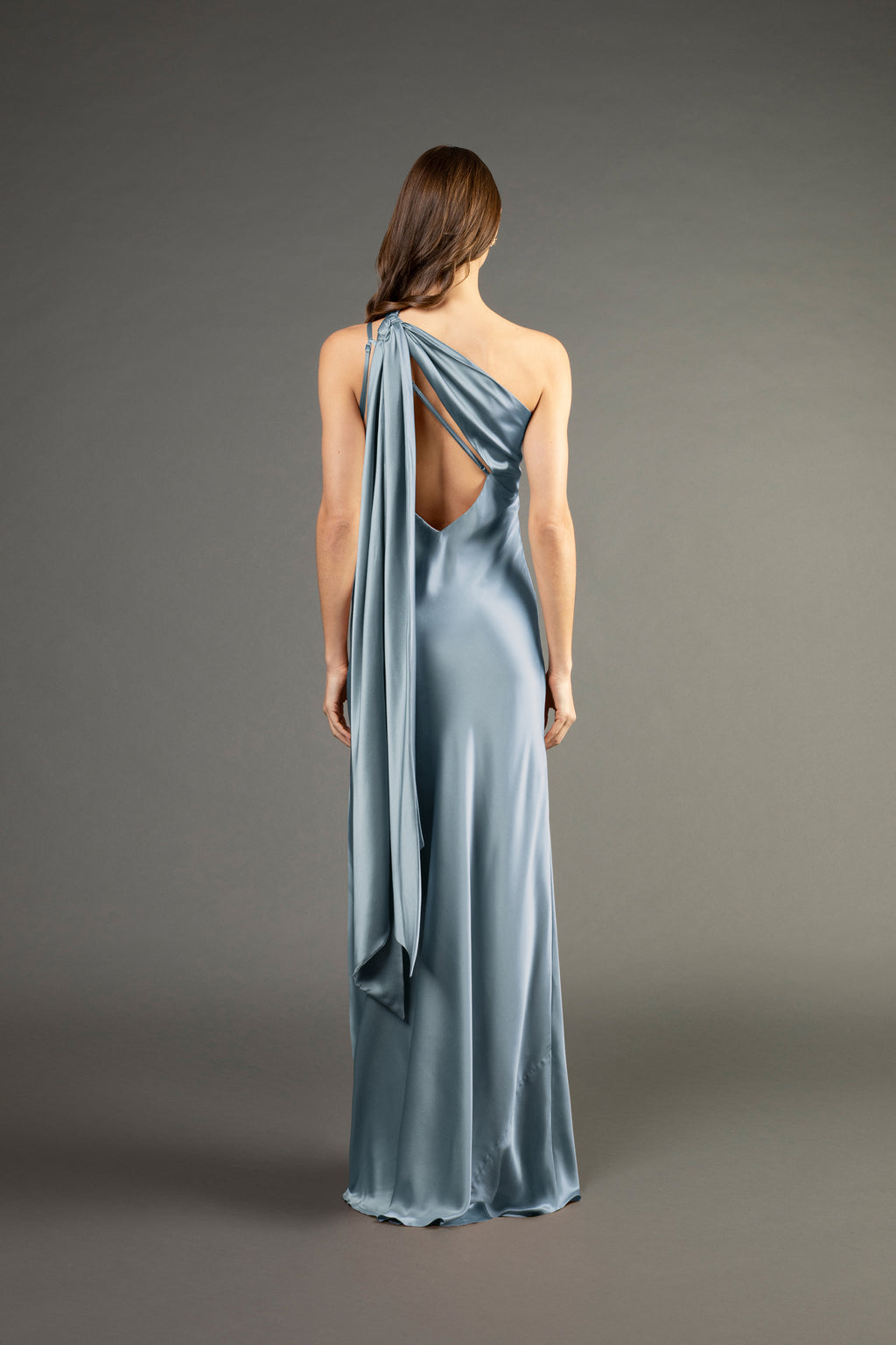 One shoulder gown with tie - celestine – Michelle Mason