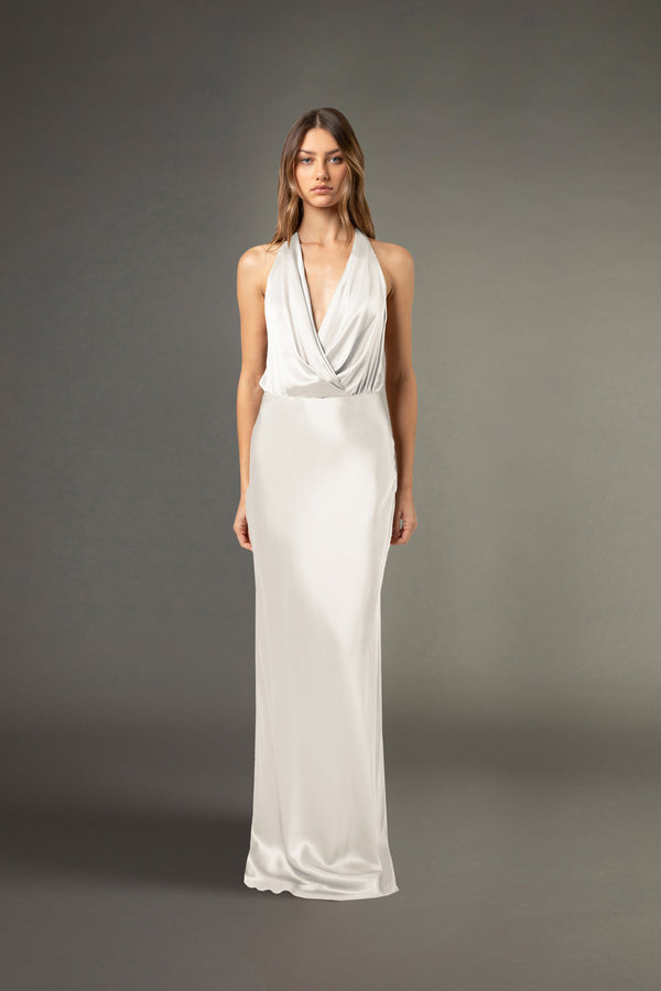 Lace inset gown - ivory – Michelle Mason