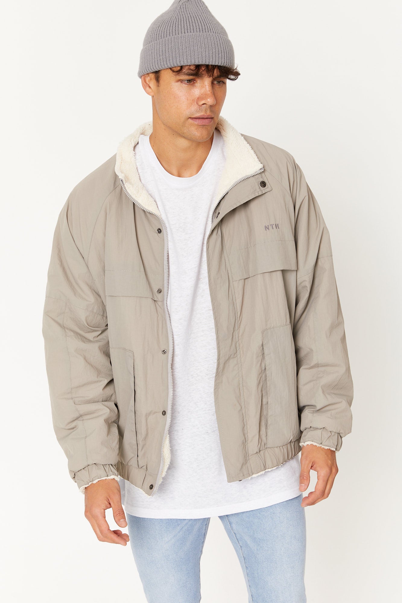 NTH Sherpa Lined Windbreaker Taupe