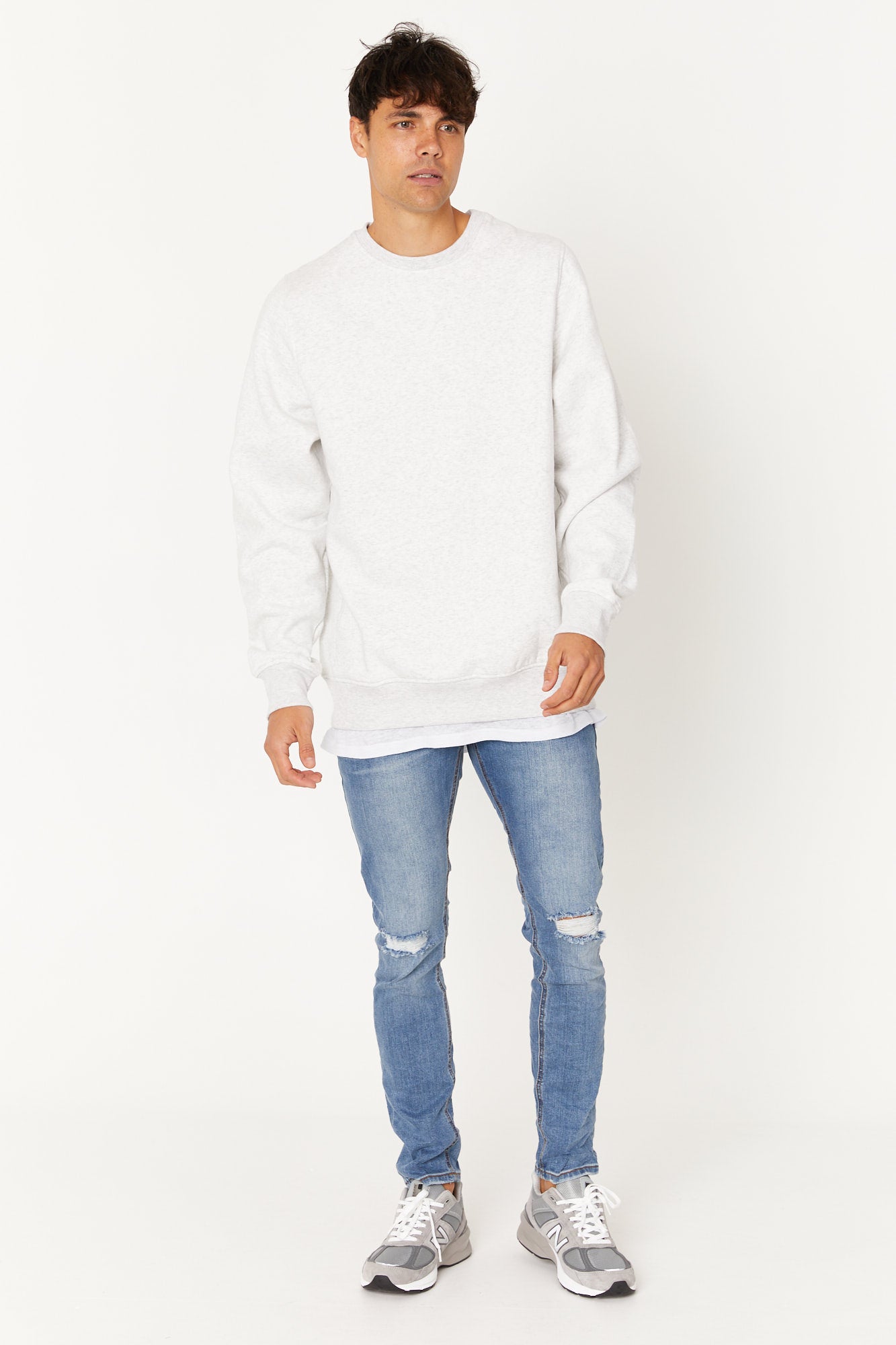 Washed Sweater White Marble