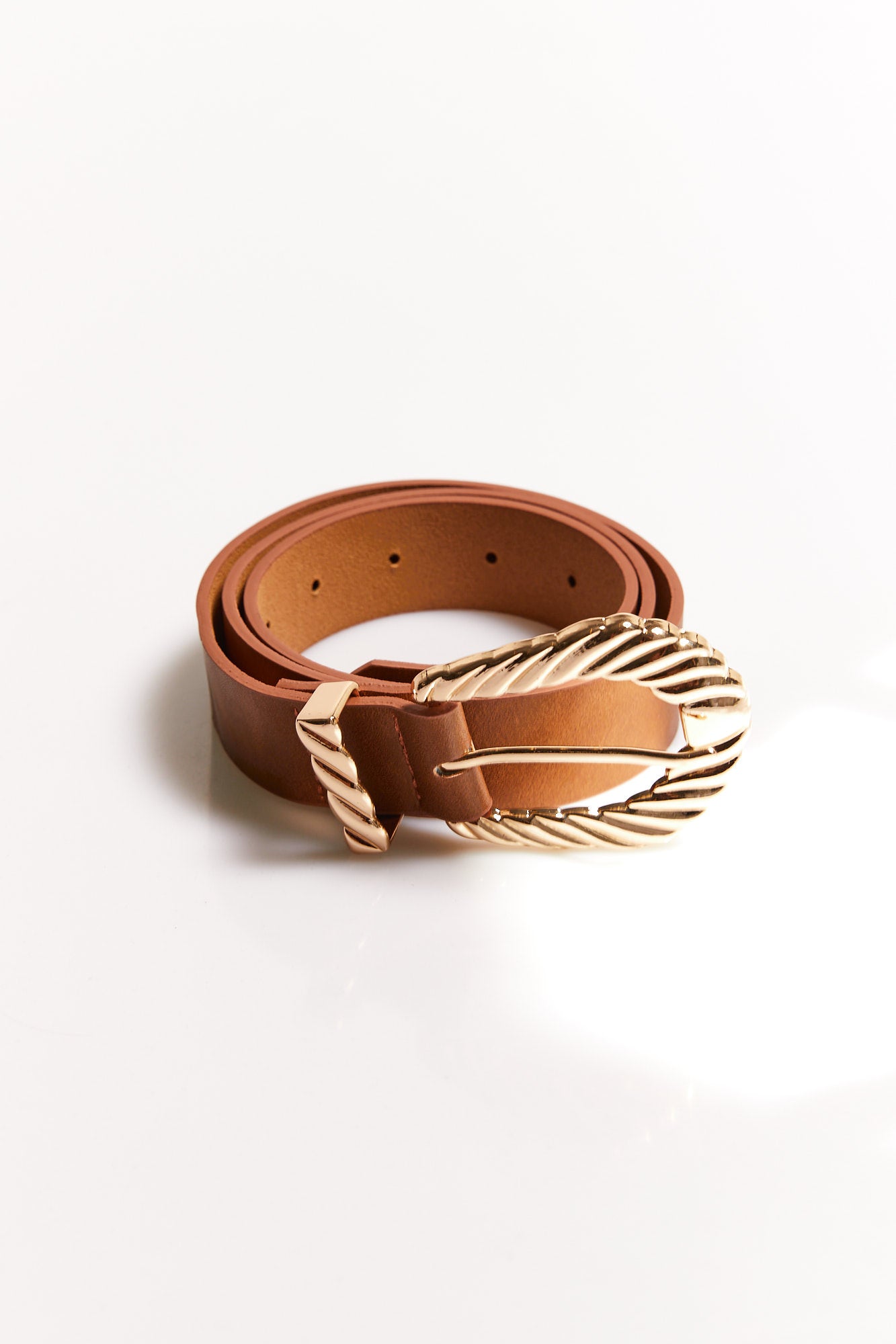 Statement Buckle Belt Tan