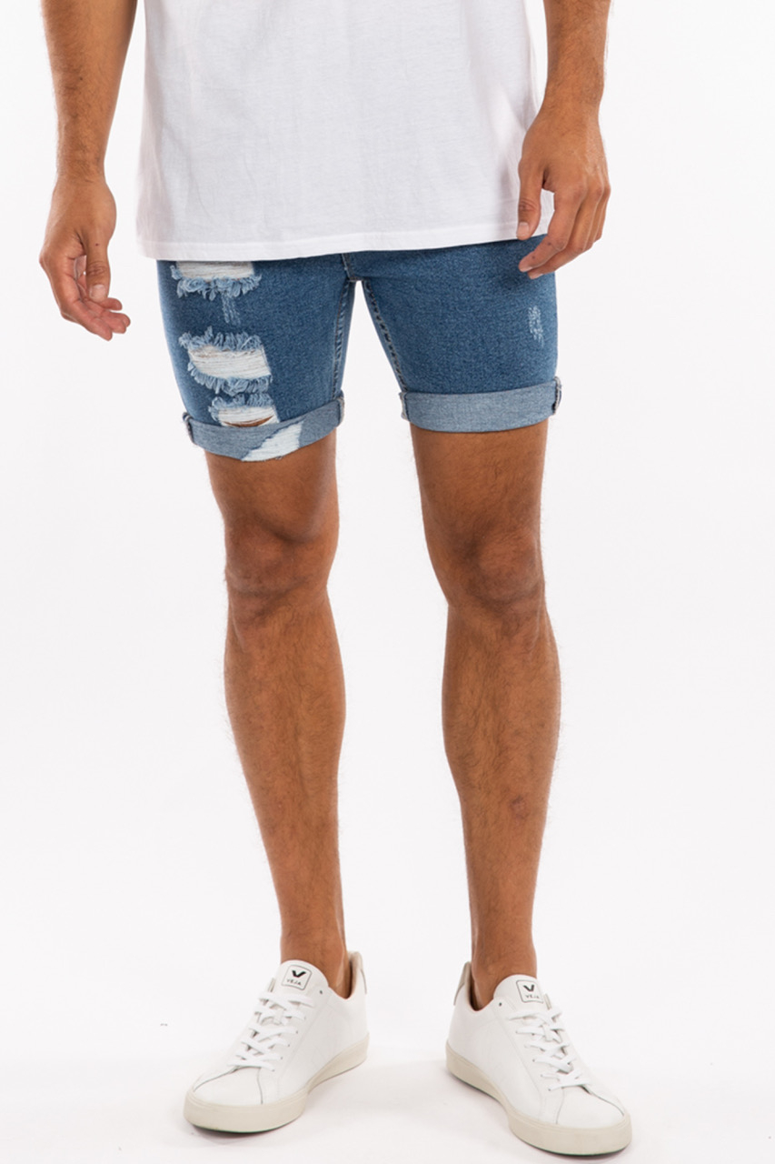 Noah Cuff Denim Short Blue