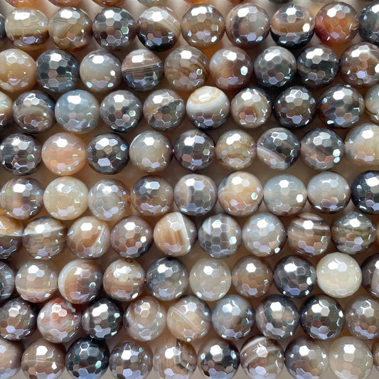 10, 12mm Electroplated Purple Banded Agate Stone Faceted Beads-Premium  Quality, Stone Beads