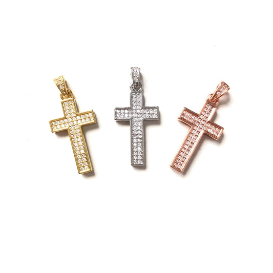 10pcs/lot 36*21mm CZ Paved Cross Charm | Charms | Charms Beads Beyond Silver