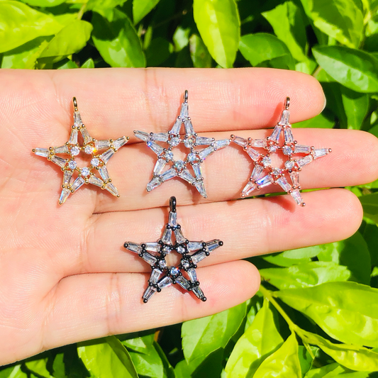 10pcs/lot 20*22mm CZ Paved Star Charms