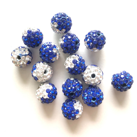 50-100pcs/lot 10mm White & Red Rhinestone Clay Disco Ball Beads, Clay Beads