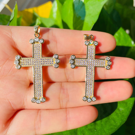 5pcs/lot 35.6*25.5mm Gold CZ Cross Charm Pendant for Bracelet & Necklace Making | Charms | Charms Beads Beyond