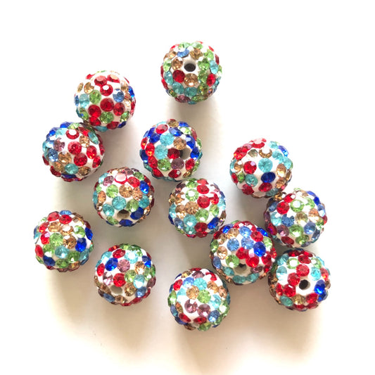 50-100pcs/lot 10mm White & Blue & Dark Blue Rhinestone Clay Disco Ball Beads, Clay Beads