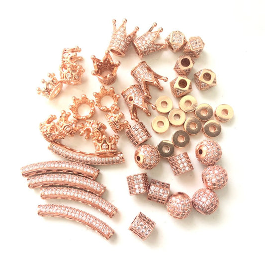 50pc 3x2.5mm Brass Seamless Round Spacer Beads, Rose Gold