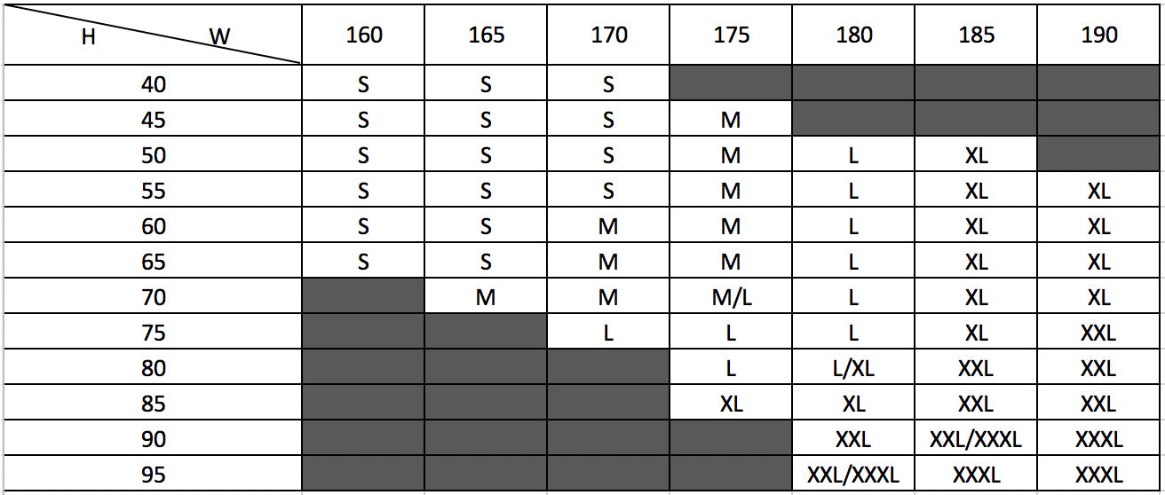 t-shirt size chart