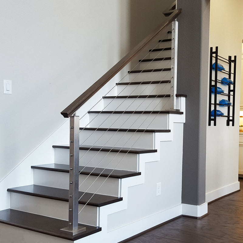 6084 Contemporary Red Oak Wood Stair Handrail - Stainless Stair Parts ...