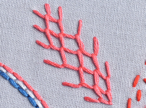 Feather stitch for the Cloud Craft beginner's embroidery sampler