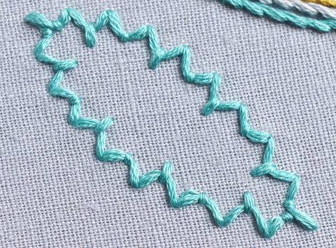 Fly stitch for beginner's embroidery sampler by Cloud Craft
