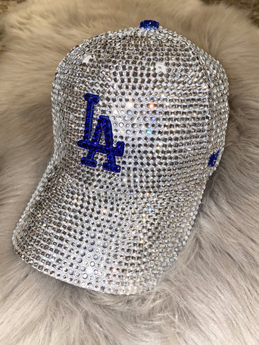 Black & Rose Gold LA Dodgers Bling Hat With Swarovski Crystals 