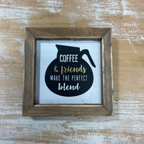 Mini Framed Desk Block - Coffee & Friends