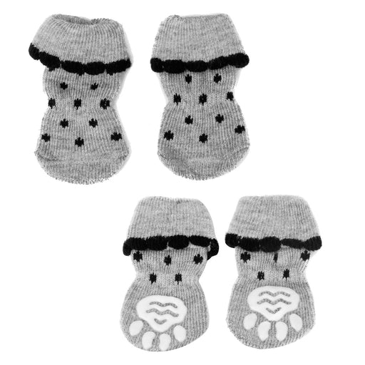 Cute Soft Comfortable Warm Anti-Slip Black Dots Paw Prints Dog Socks Pet Supplies PACK OF 4PCS XL
