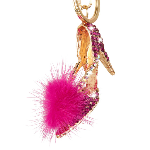 Fashion Crystal Rhinestone Furry Ball High Heel Pendant Keyring Keychain Key Chain