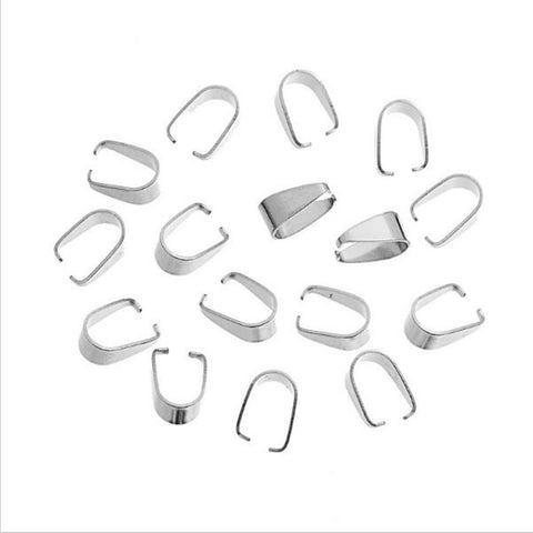 Image of 100Pcs Silver Tone Charm Pendant Pinch Bails Connector Clasps Jewelry DIY Findings