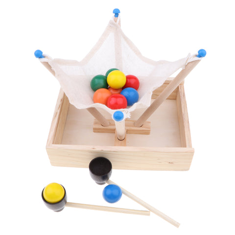 Image of Wooden Ball Grip & Catch Game Toy for Toddlers, Kids Montessori Preschool Educational Toy