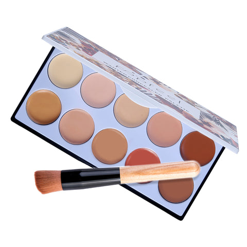 Image of 10 Colors Smooth Concealer Makeup Base For Blemish Spots Dark Circles With Brush