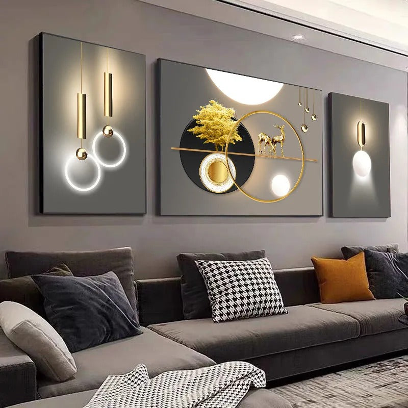 Modern simple new living room triple painting sofa background wall dec –  Shopperr B2B